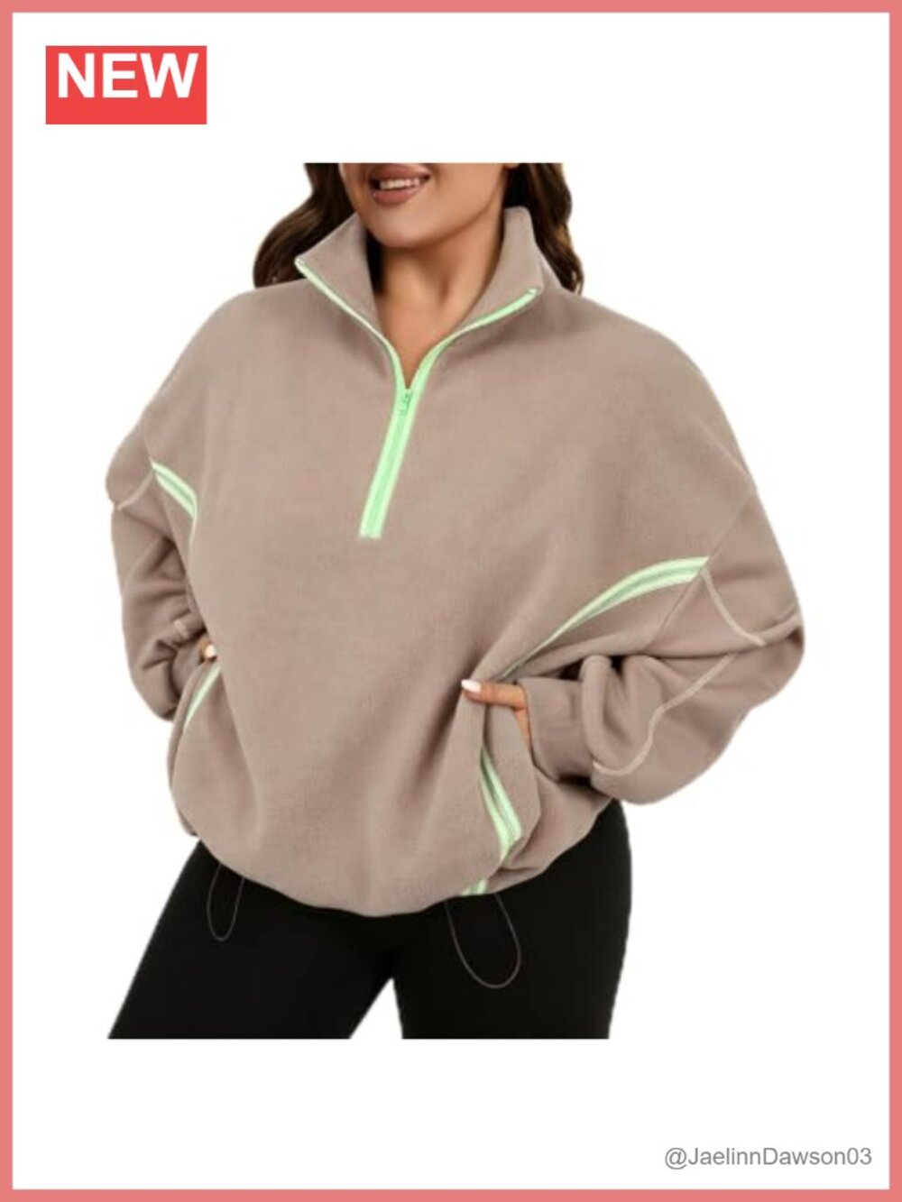 Women's Plus Size Half Zip Pullover Fleece Jacket Oversized Sweatshirt
